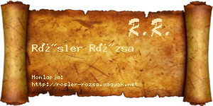 Rösler Rózsa névjegykártya